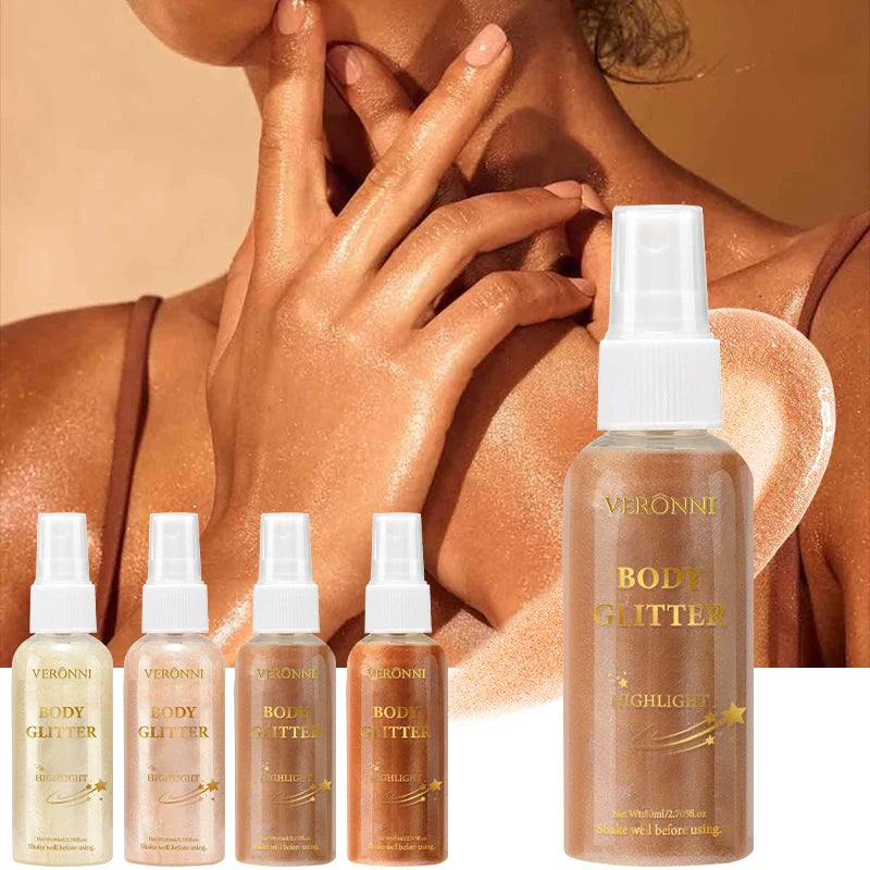 Glow Shimmer Spray,Body Highlighter Set,Liquid Highlighter Body Luminizer Glitter Spray Makeup For Face & Body For Festival Zpaxo
