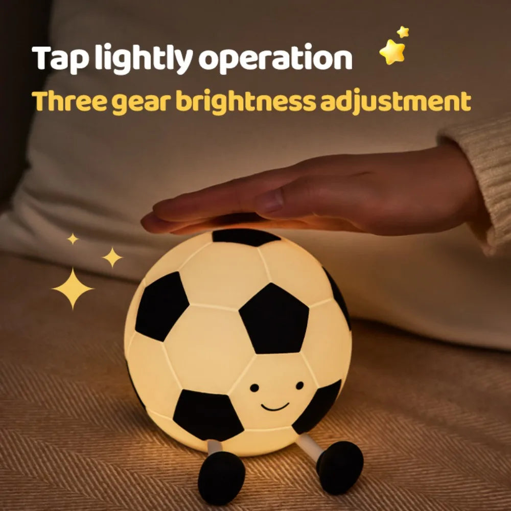 Novelty Football Silicone Night Light Rechargeable Sleeping Night Lamp with 3 Level Dimmable Nursery Bedside Lamp For Room Decor Zpaxo