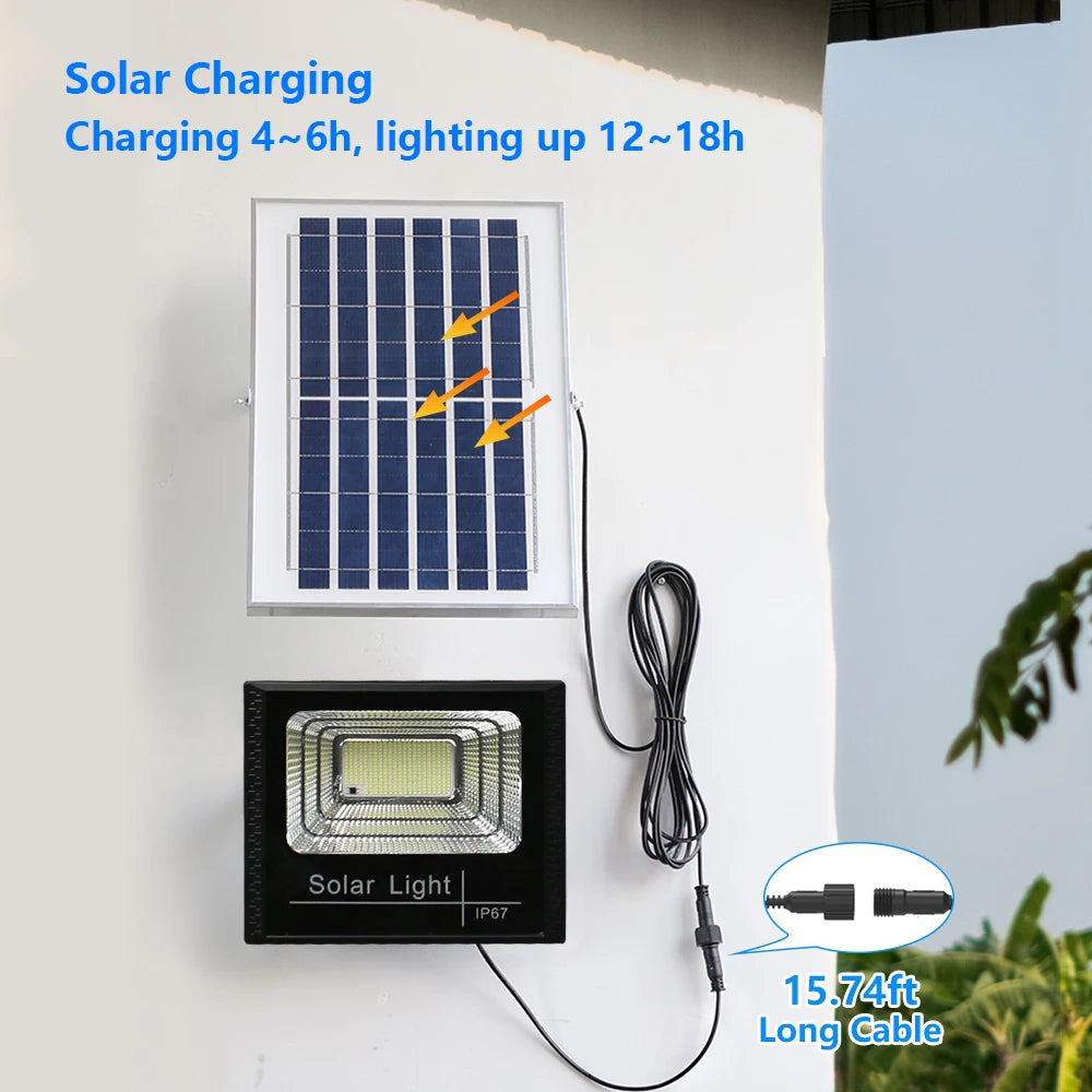 Brightness 50W Solar Street Light Outdoor Flood Remote Reflector Zpaxo