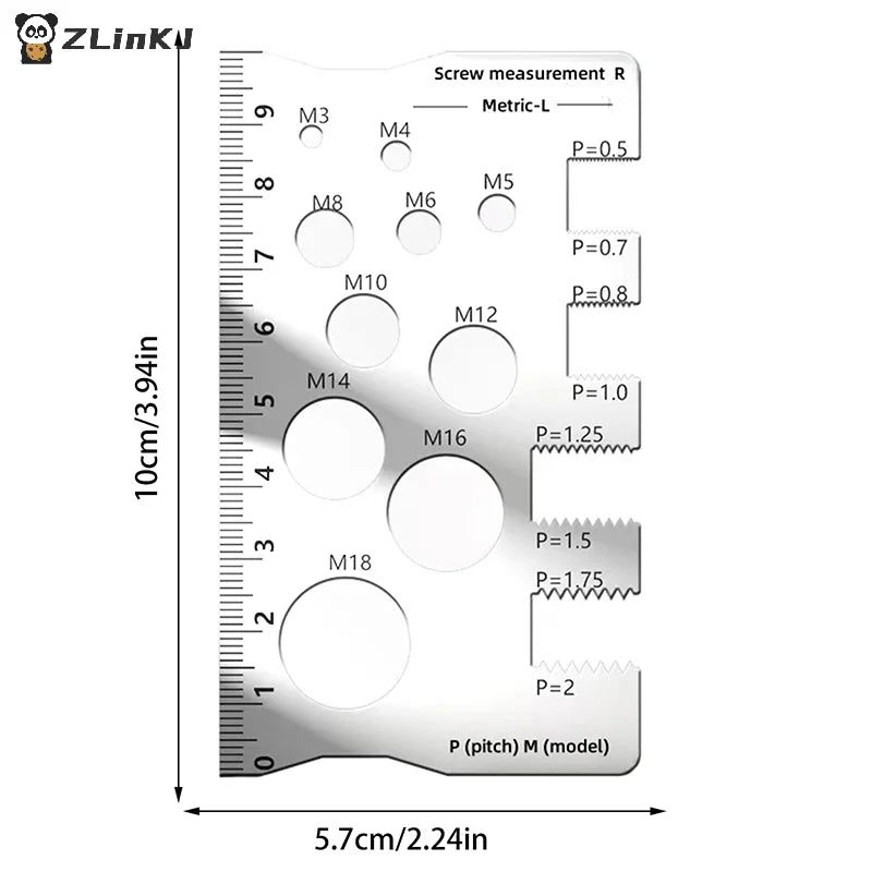 ▶1/2/5Pcs Stainless Steel Thread Checker Screw Measurement Ruler Gauge Tool for Measuring Screw Pitch Bit Bolt Nut Zpaxo