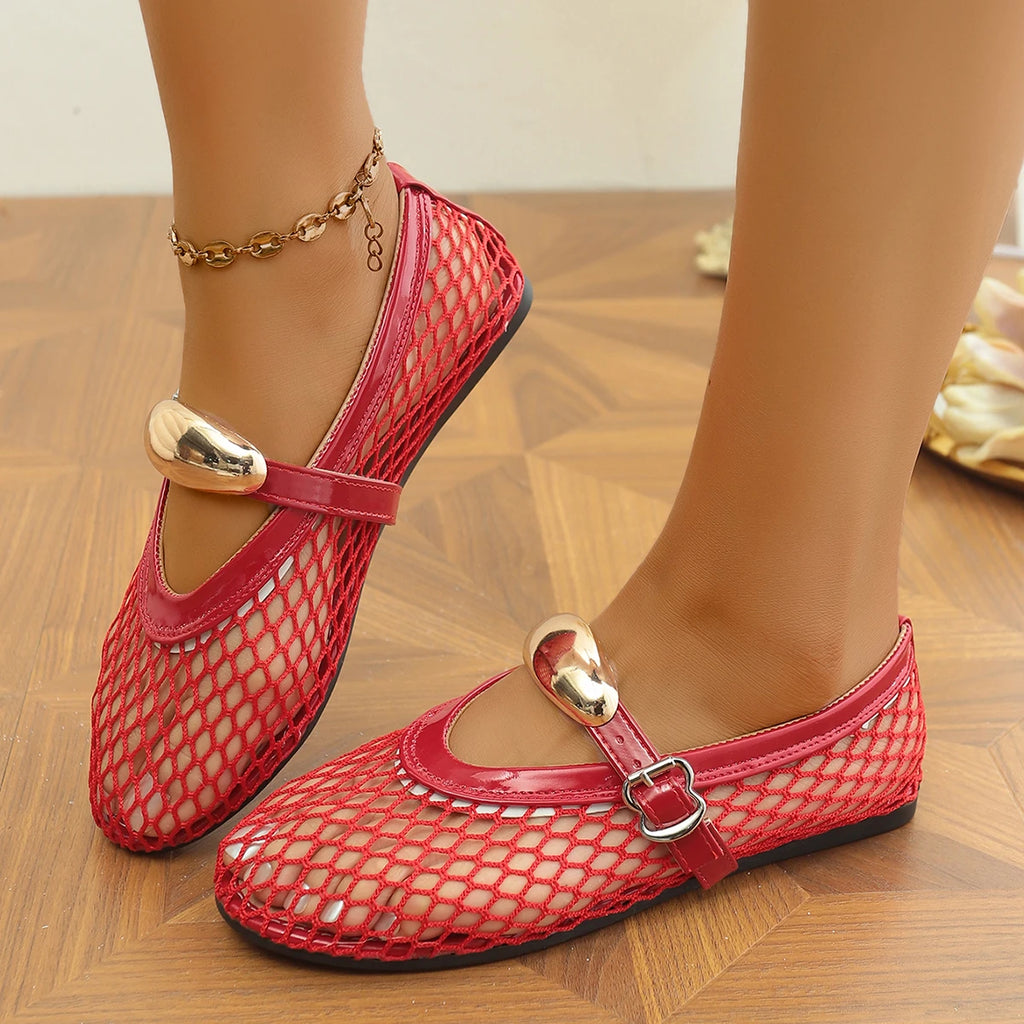 Women Flat Sandals Fashion Summer Round Head Breathable Non-slip Zpaxo Red 40