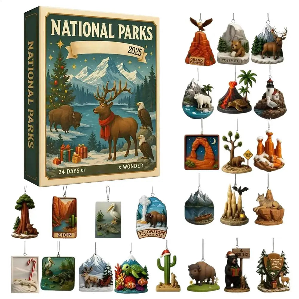 Christmas Countdown Calendar 24 Days National Parks Acrylic Ornaments
