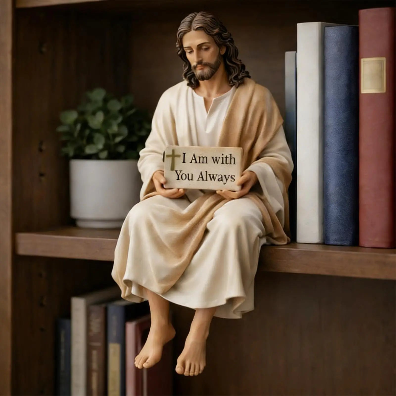 Resin Jesus Figurine Hand Painted Religious Inspirational Statue