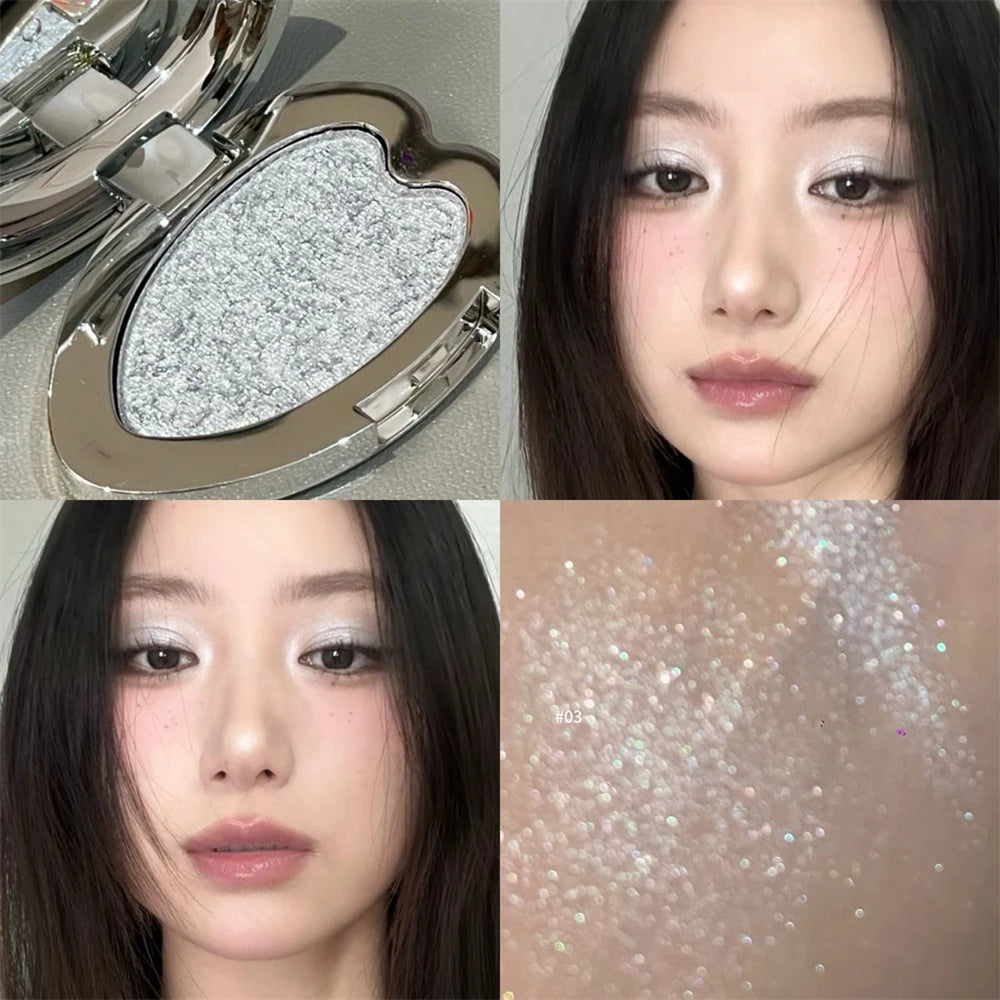 Smoked Punk Green Pearl Eyeshadow Diamond Metallic Brighten Mashed Potato Glitter Highlighter Plate Makeup Sparkling Chameleon Zpaxo 03