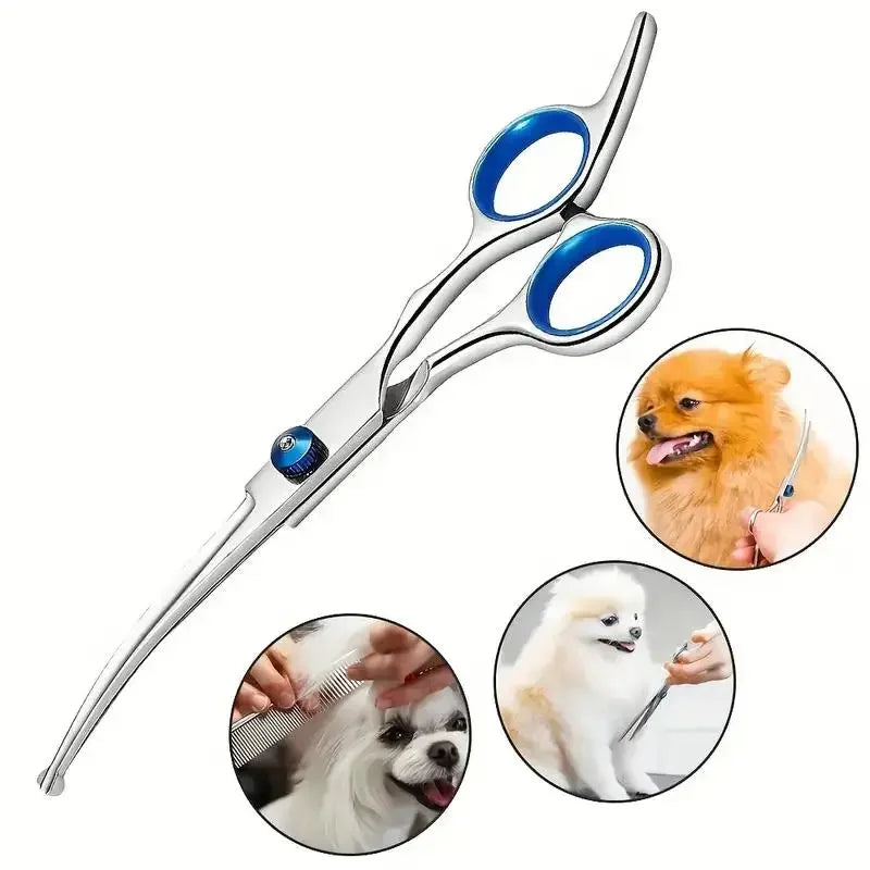 Ambidextrous Pet Safe Scissors Stainless Steel Dog Grooming Shears with round Head for Precision Trimming Zpaxo Down Curved Scissors