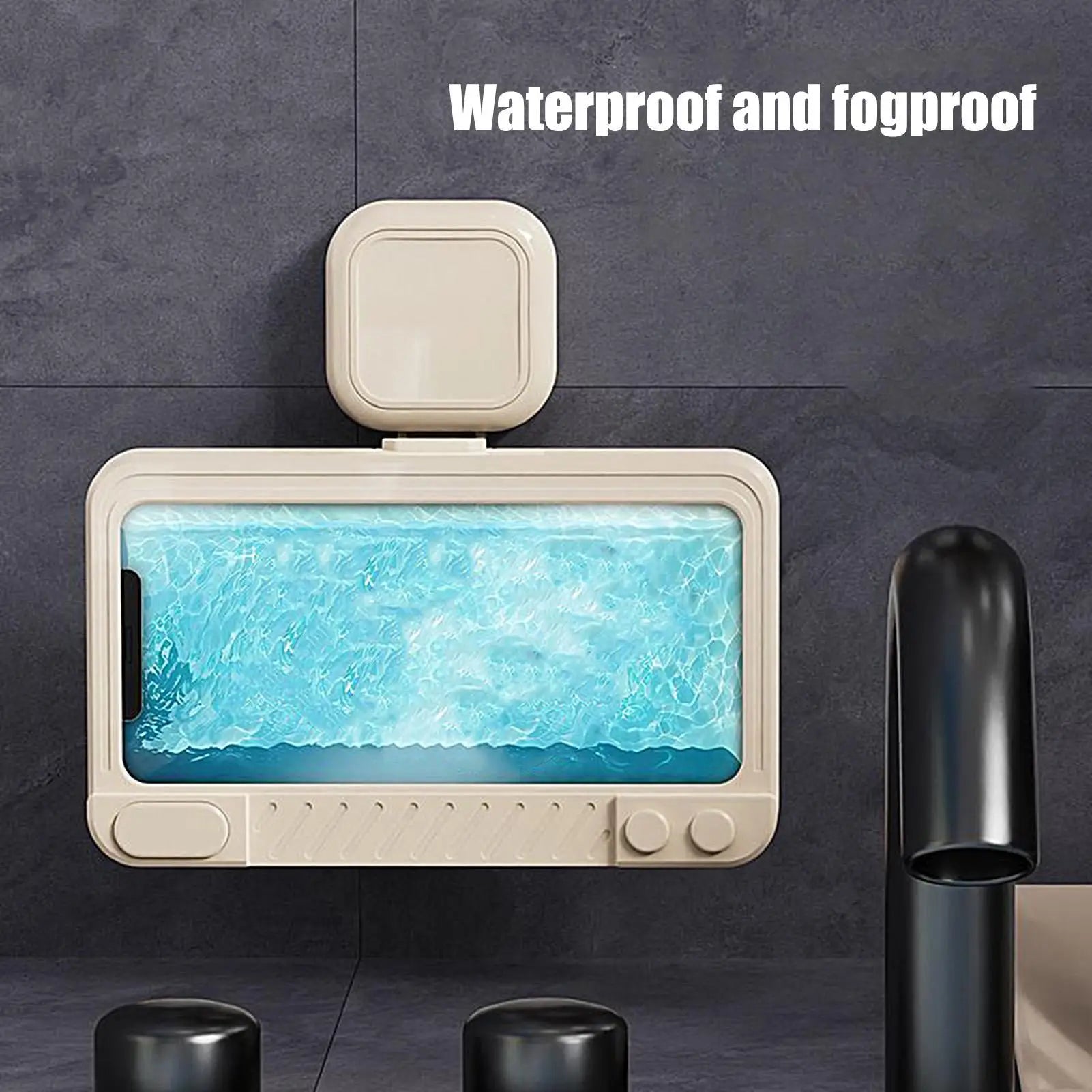 Shower Phone Holder Waterproof 360 Rotation Suction Speaker Wall