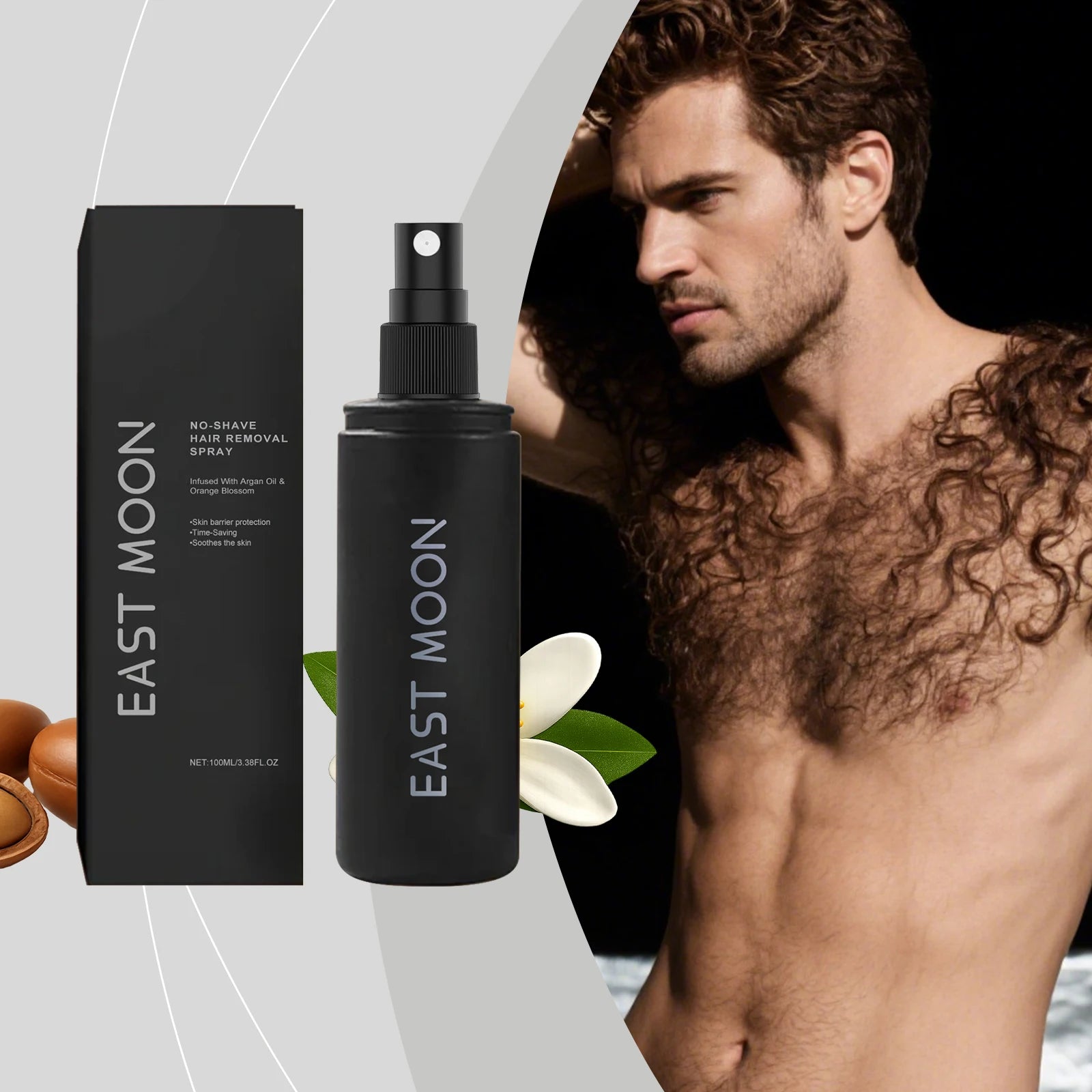 East Moon Men's Hair Removal Spray – Gentle & No Redness Depilatory Spray Zpaxo