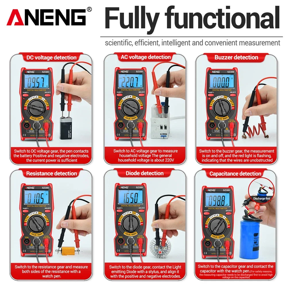 ANENG SZ309 Smart Multimeter 1999 Count Voltage Meter Multimetro Easy