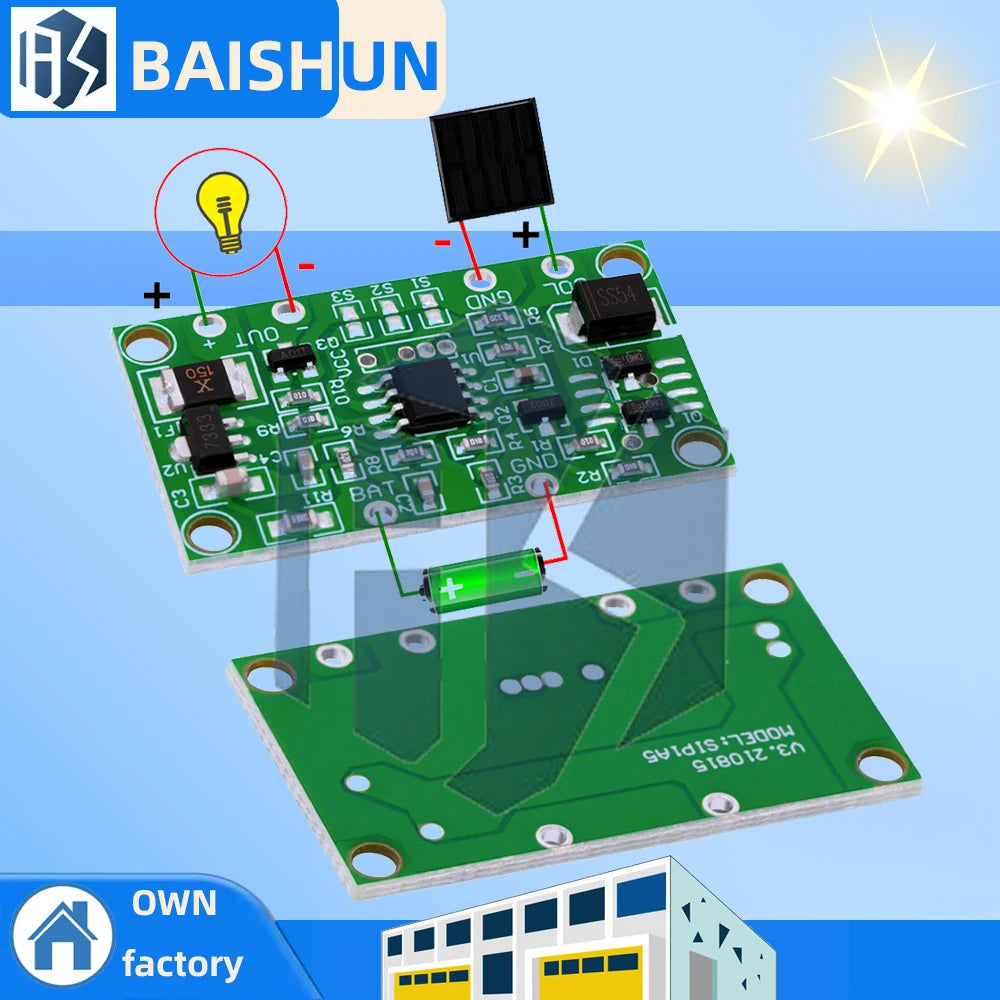 Solar PCBA Controller 3 7V 6V12V1A Lawn Light Insertion Circuit Board Zpaxo 10pcs