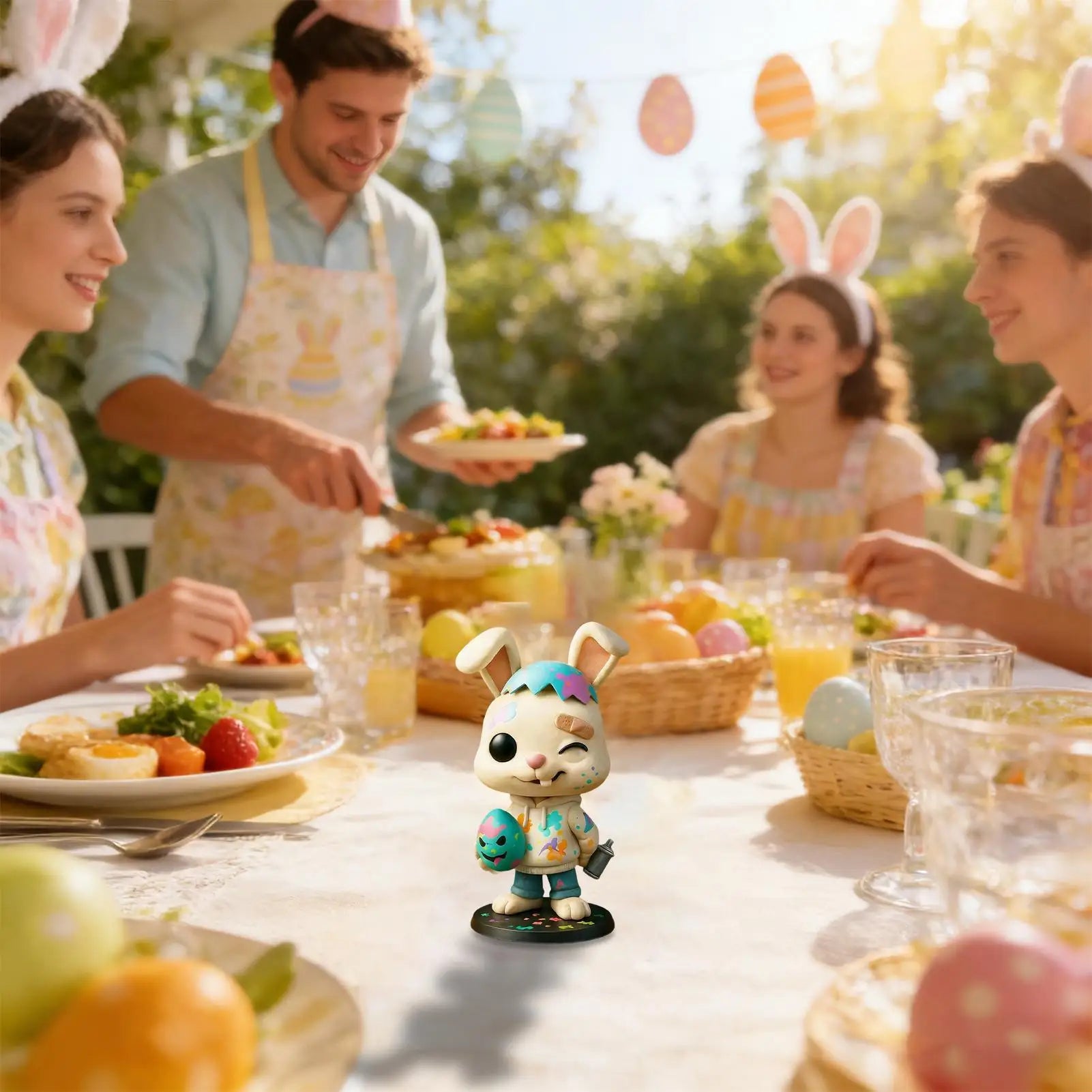 Easter Bunny Statue Seasonal Decoration Small Holiday Sculpture