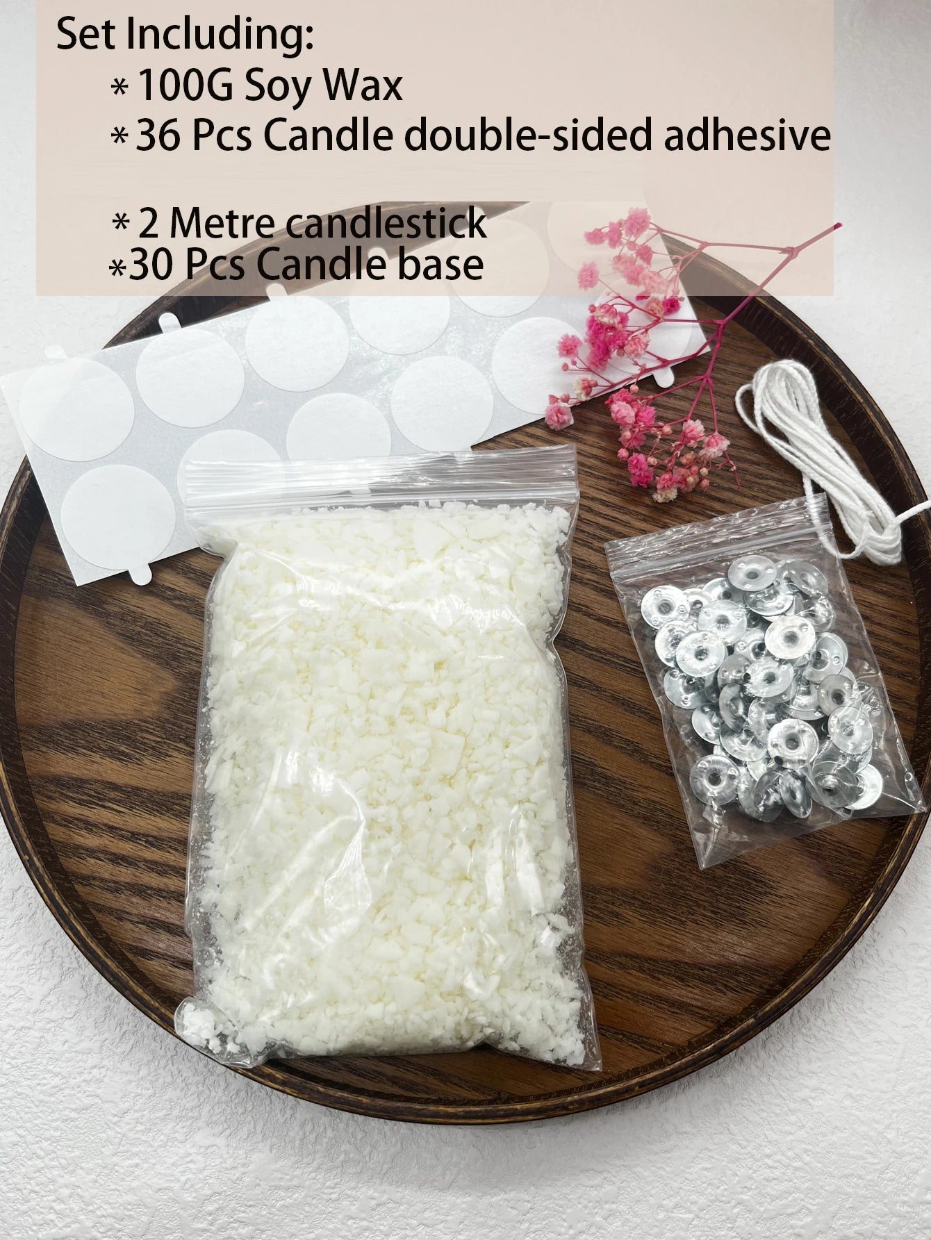 100g Natural Soy Wax DIY Candle Making Kit with Metal Wicks Candle Making Kit Zpaxo