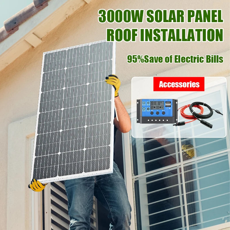 1500W Rigid Solar Panel 18V Tempered Glass Efficiency Monocrystalline Zpaxo