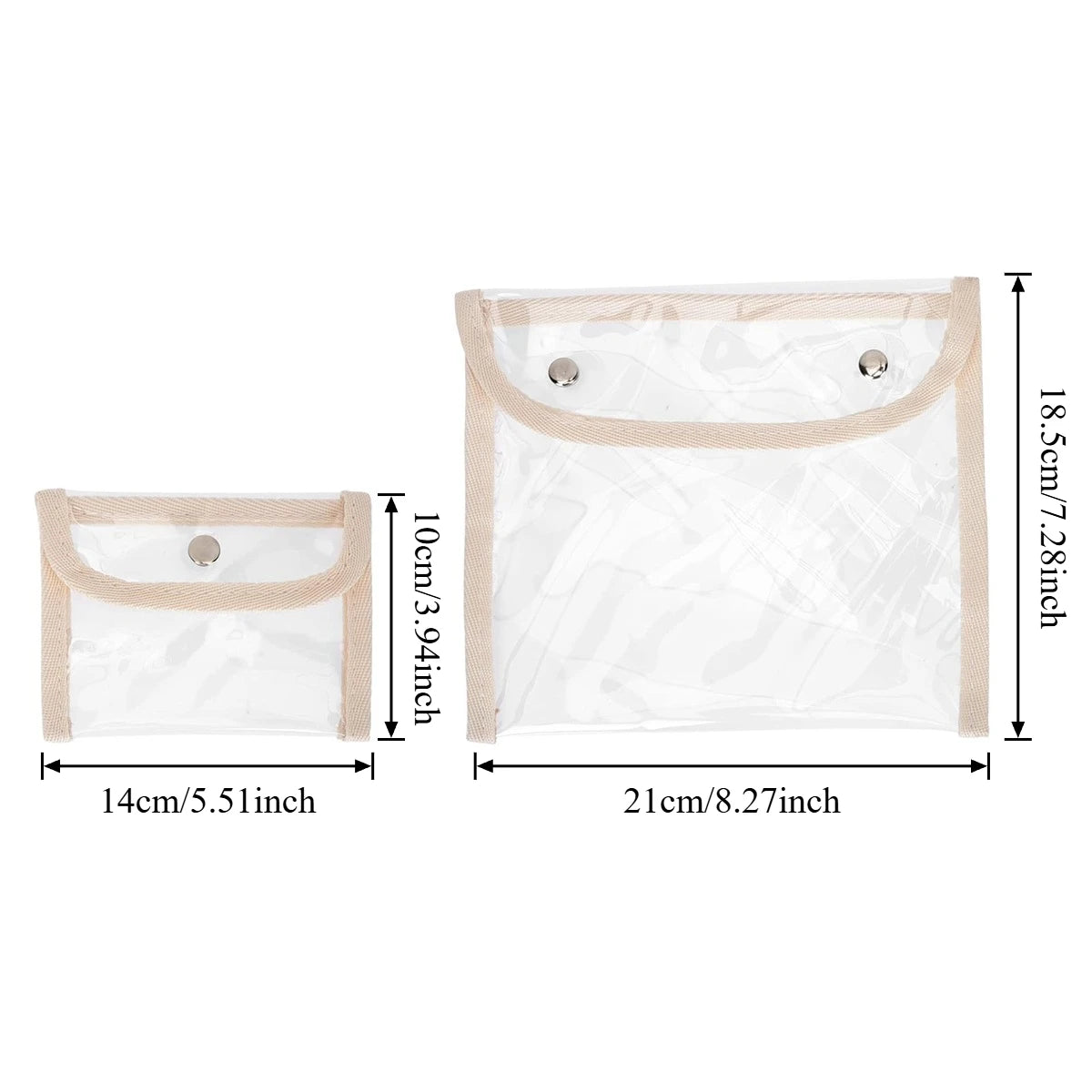 2-Pack Clear PVC Toiletry Pouches – Waterproof Travel Makeup Bag