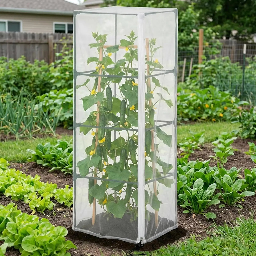 Mesh Plant Cover 2 Reusable Vertical Square Protector Zipper Tomato