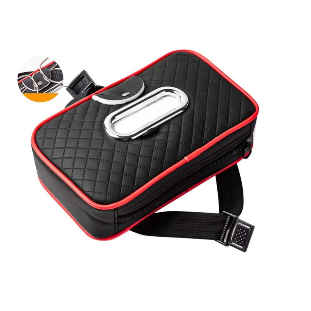 Thickened Car Visor Tissue Box Multi-functional PU Leather Sun Holder Zpaxo Black Red