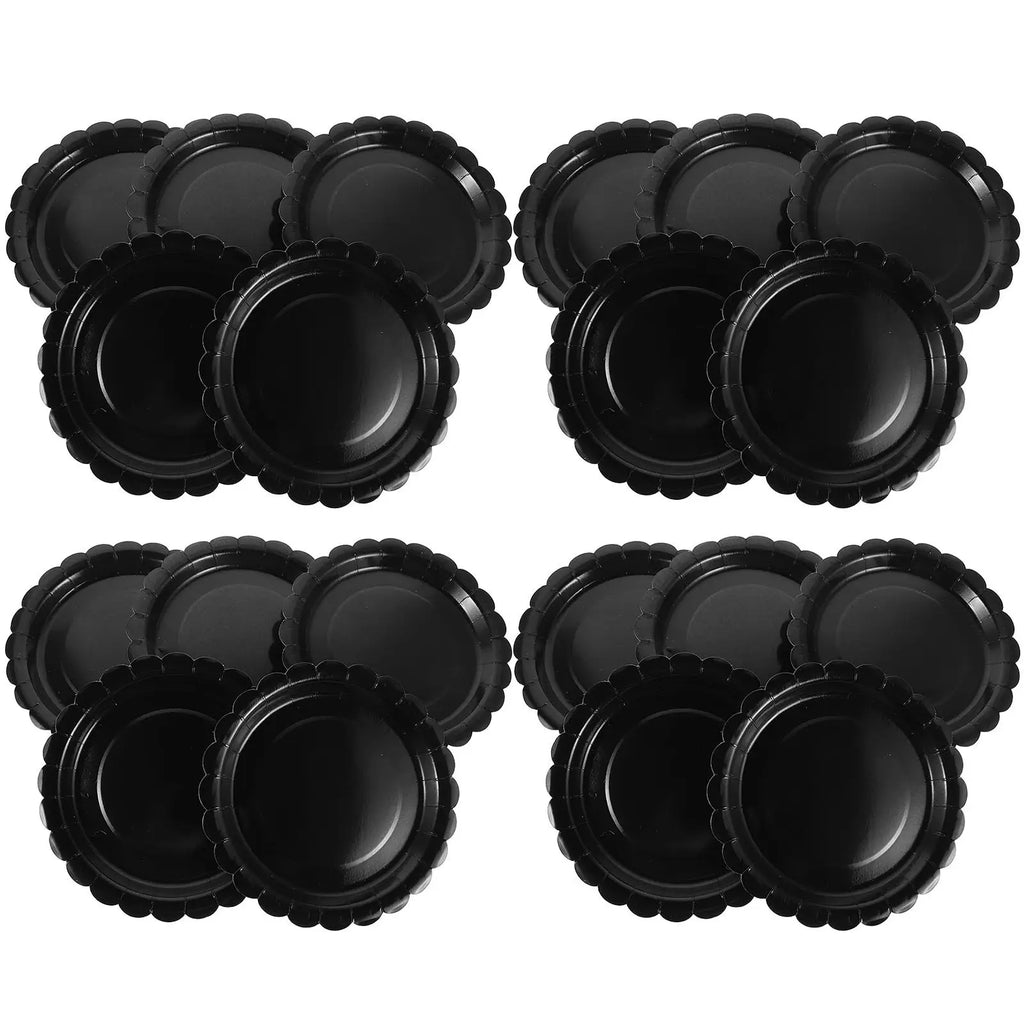 Black Disposable Dessert Plates Round Paper Cake Trays Appetizers