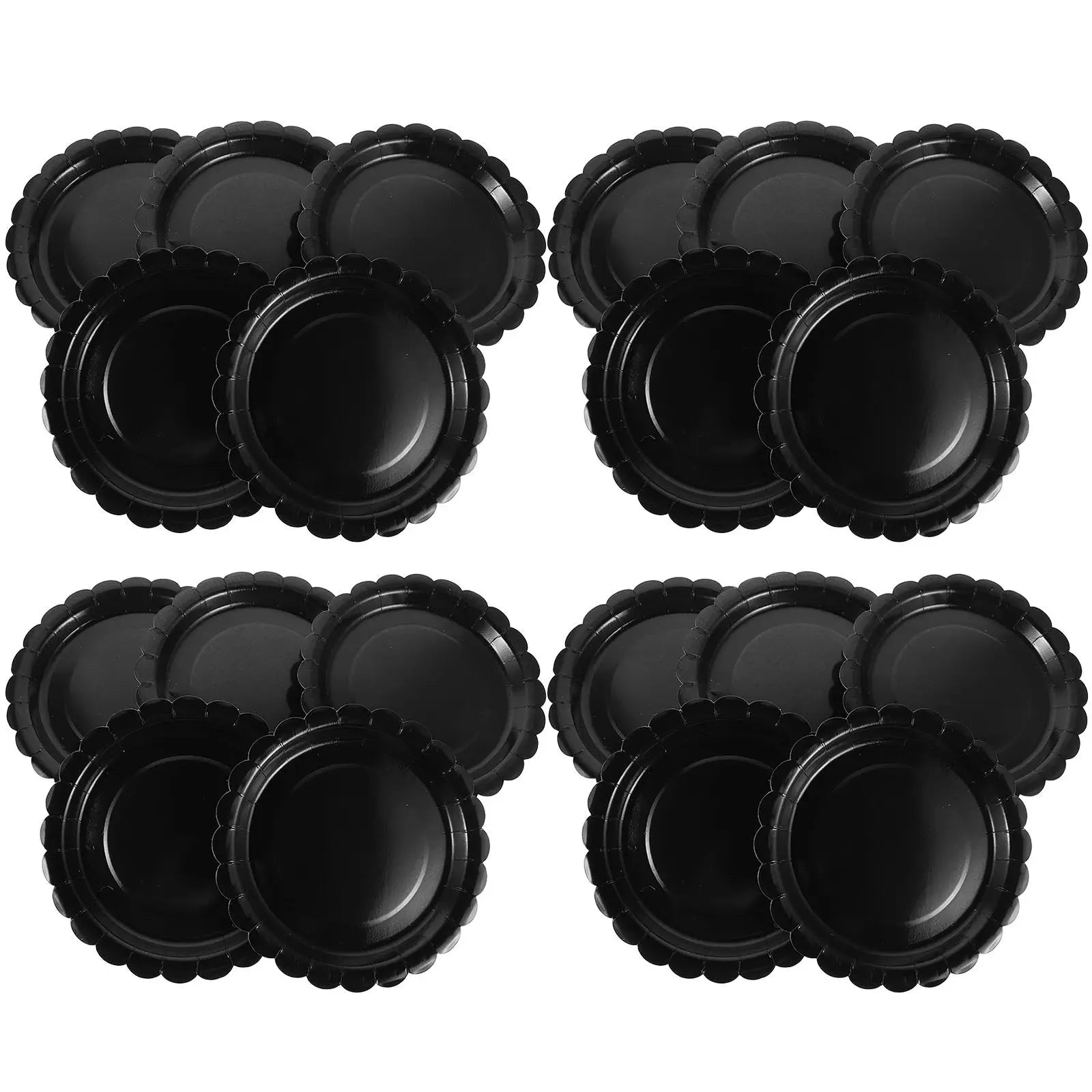 Black Disposable Dessert Plates Round Paper Cake Trays Appetizers
