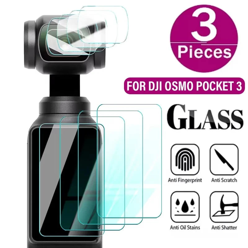 3pcs 9H HD Tempered Glass For DJI OSMO Pocket 3 Screen Protector For OSMO Pocket 3 Gimbal Camera Lens Protect Glass Accessories Zpaxo