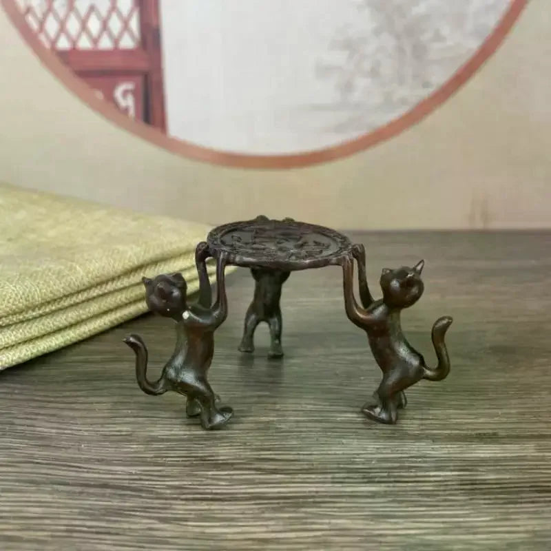 For Incense Burner Candle Holder Room Decor Tray Mini Retro Three-Kitty Tray Adorable Design Entryway & Tabletop Stand Zpaxo