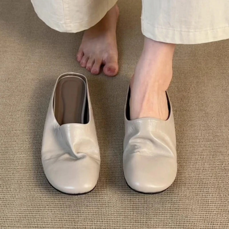 Women's Fish Mouth Closed Toe Solid Vintage Comfortable Slippers Zpaxo GRAY 35