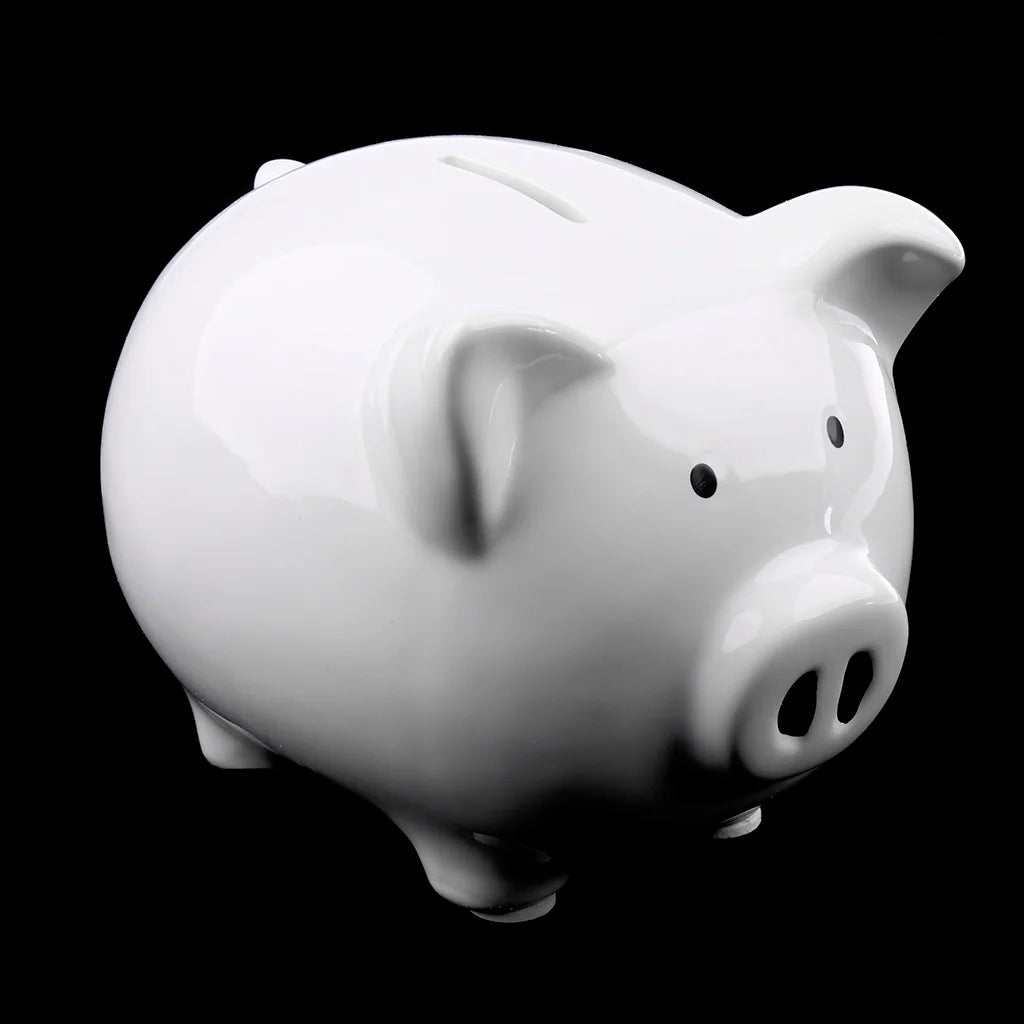 Baby Ceramic Piggy Bank Coin Money Cash Collectible Saving Box Pig Kids Children Cute Piggy Bank Money Box Saving Cash Kids Toy Zpaxo M-White