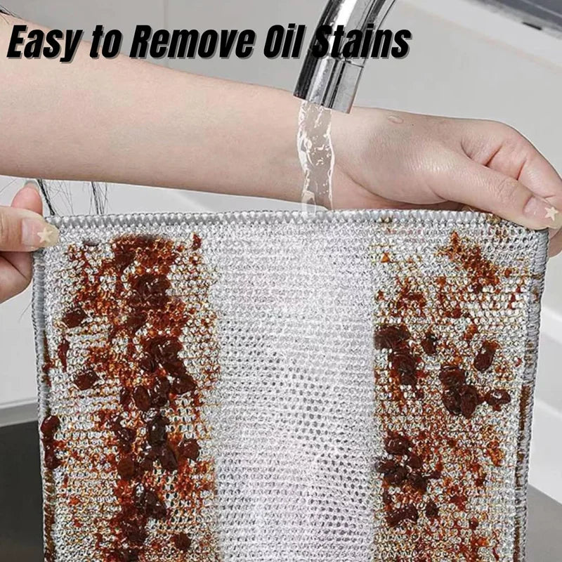 Multifunctional Non-Scratch Wire Dishcloth Wire Dishcloth Multipurpose Wire Microfiber Cloth Cleaning Cloth Magic Dish Towel Zpaxo
