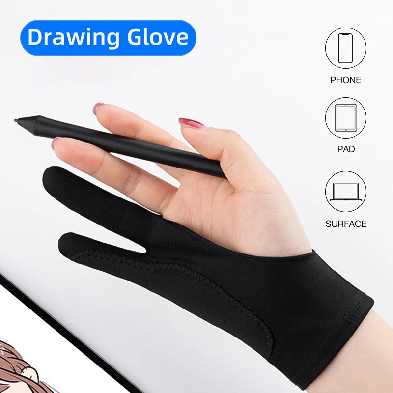 Two-Finger Drawing Gloves Anti-touch Anti-fouling For Apple Tablet Digital Board Touch Screen Oil Painting Office Art Supplies Zpaxo