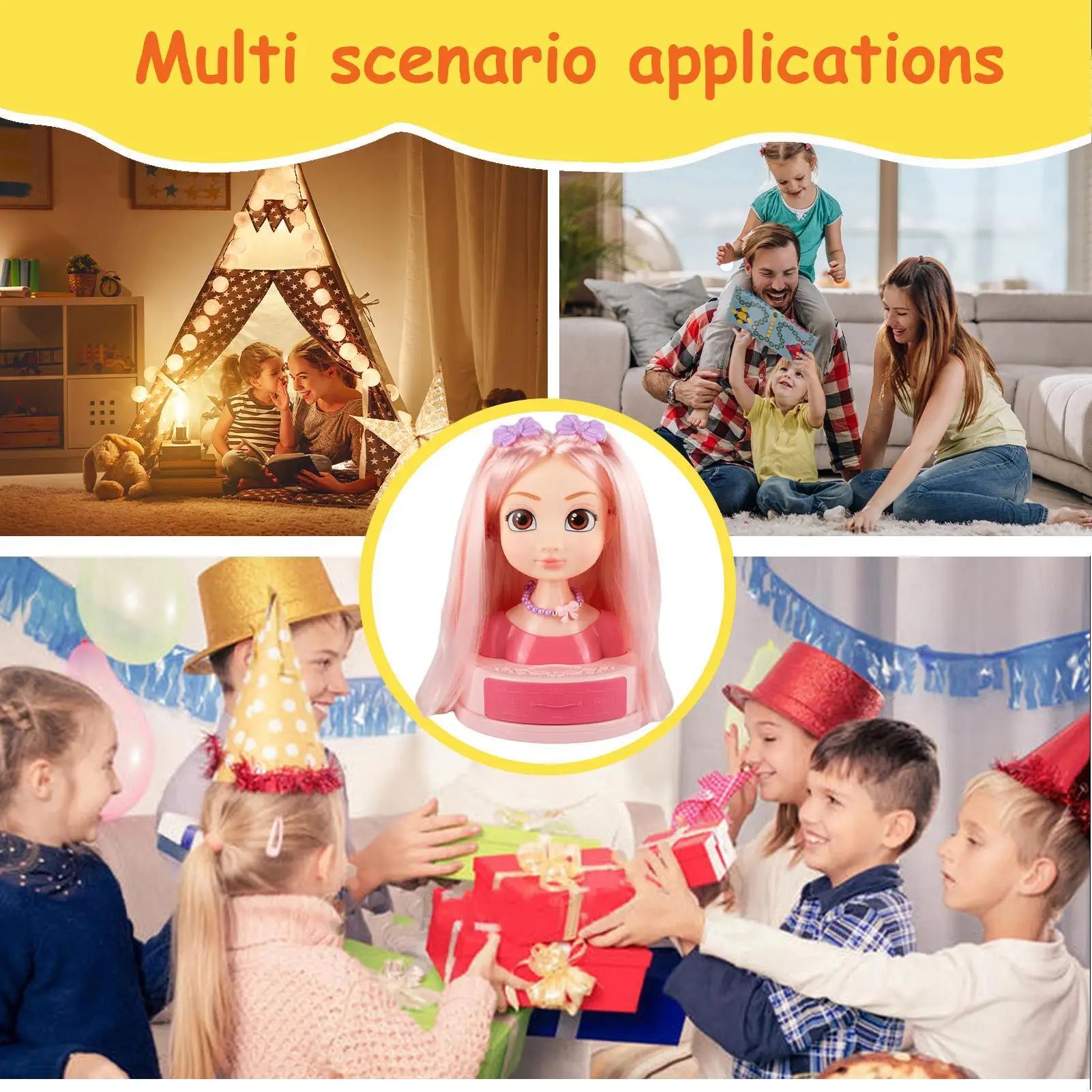 Hair Salon Girls Toys Little Girls Pretend Play Hair Styling Set Hairstyling Dress Up Toy Kit With Ear Studs Curling Irons Zpaxo