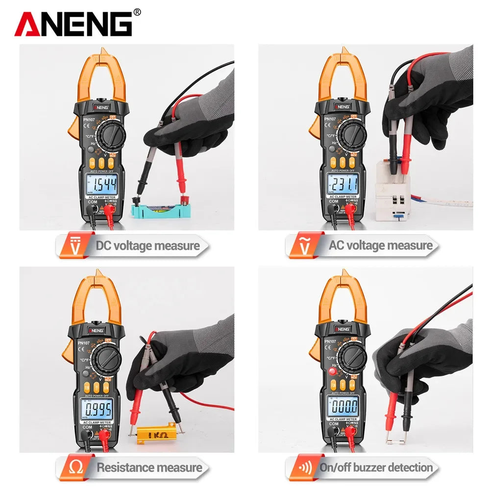 ANENG PN107 Digital Clamp Meter 600A AC Voltmeter Ammeter NCV Diode