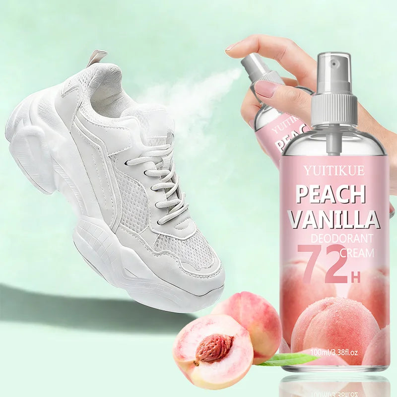YUITIKUE Peach Vanilla Shoe Odor Eliminator Spray 100ml Shoe Deodorant Spray Zpaxo