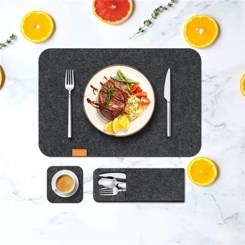 3-4pcs Set Placemat Table Mat Washable Felt Placemats Tableware Pad Non-Slip Placemat for Kitchen Bistro Tables Bars Coffee Shop Zpaxo