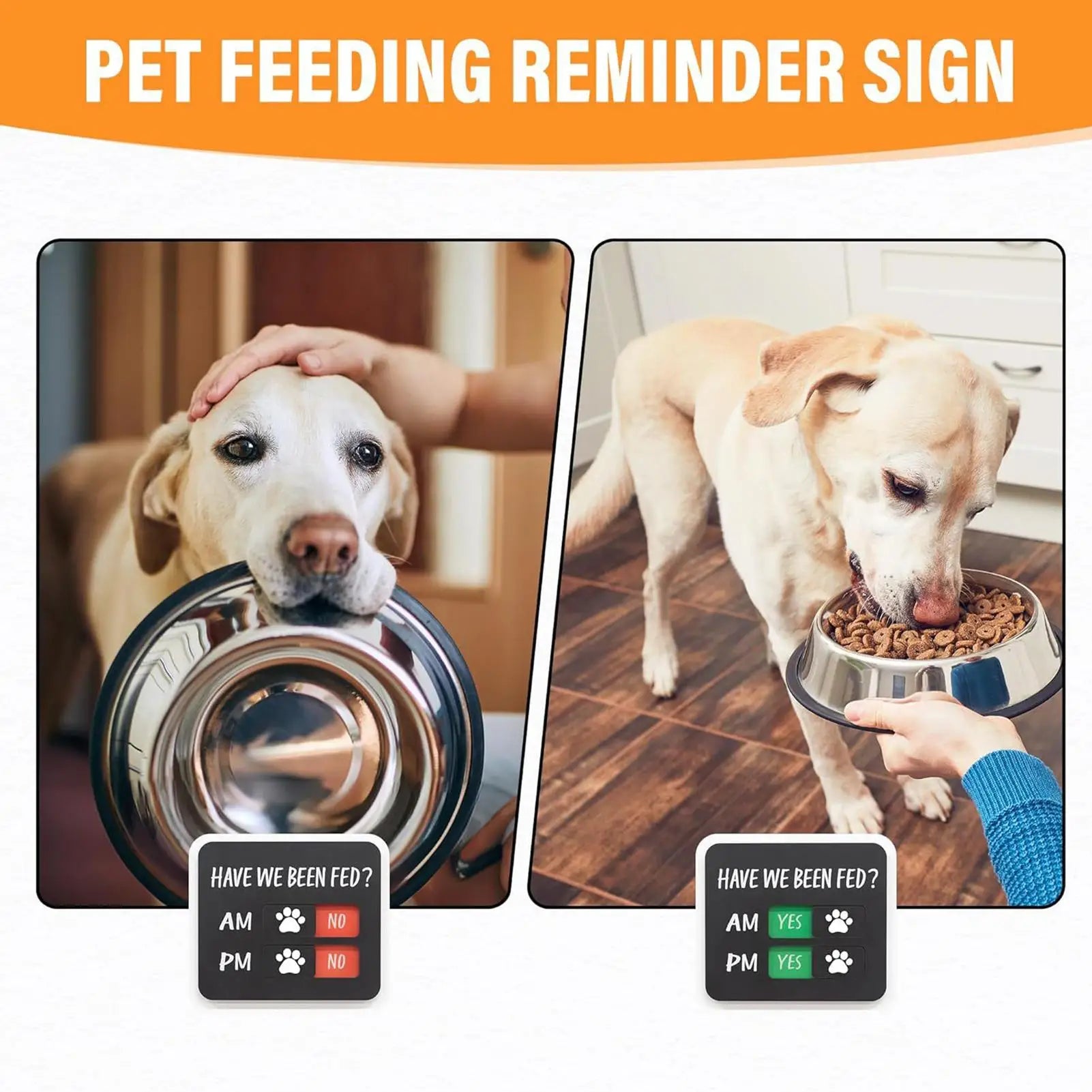 Cat Dog Fed Sign Have We Been Chart Magnet Fridge AM PM Feeding