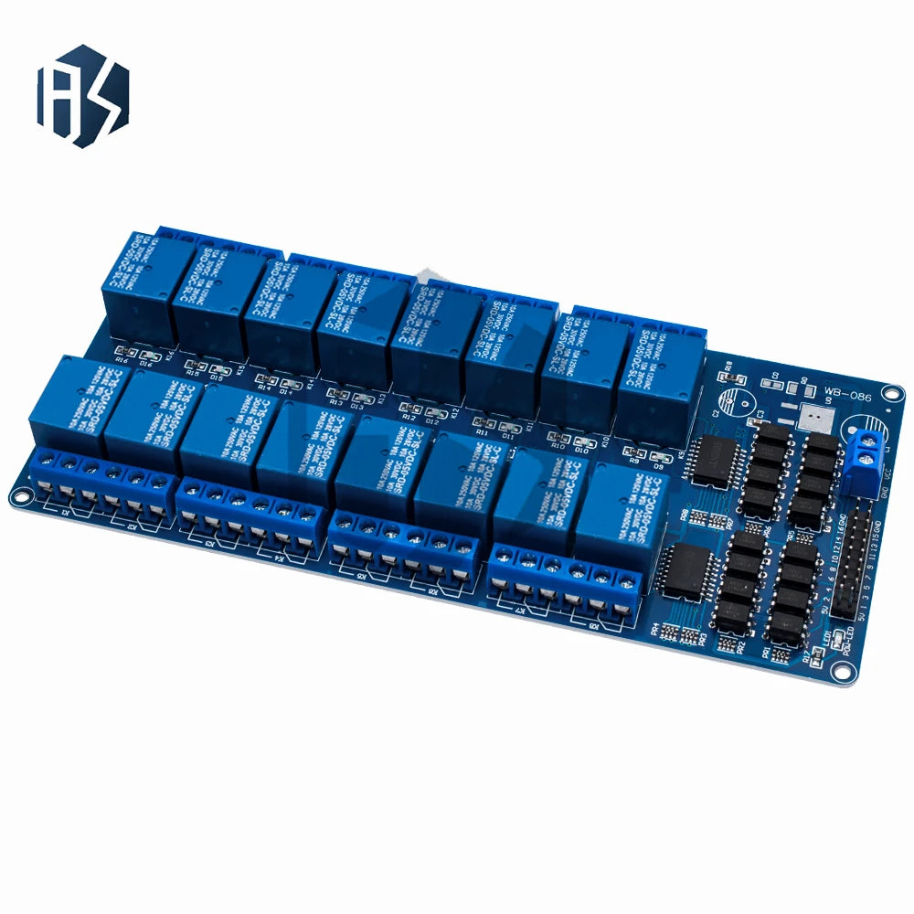 16 Channel 5V Relay Board, Optocoupler Isolated 10A 250V AC 30V DC Relay Module for Arduino Compatible Zpaxo