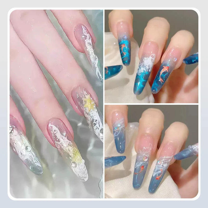 White Bubble Ocean Wave Watercolor Liquid Gel Nail Polish 3 Seconds Spread Lace Hollow Gradient Nail Art Gel DIY Summer Nails Zpaxo