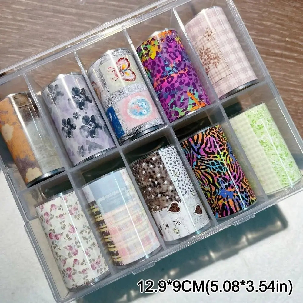 Professional Flower Nail Foils Stripe Pattern Leopard Print Art Zpaxo
