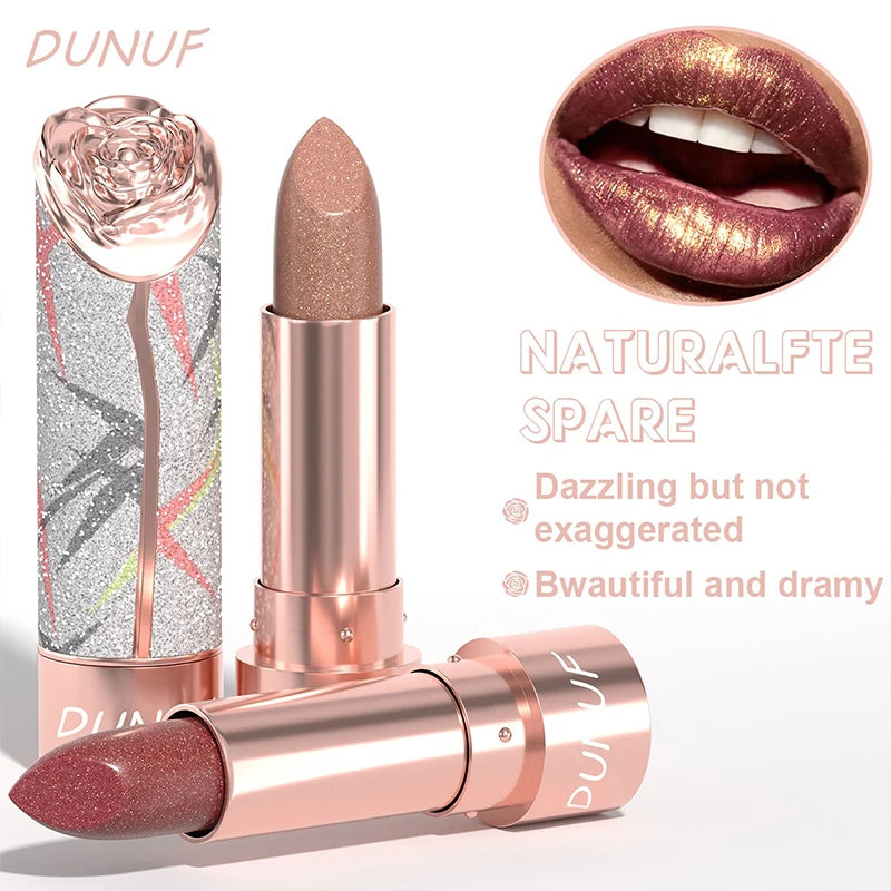 7-color Pearlescent Pink Glitter Velvet Lipstick Metallic Waterproof Long Lasting Shimmer Diamond Lipstick Women Makeup Cosmetic Zpaxo