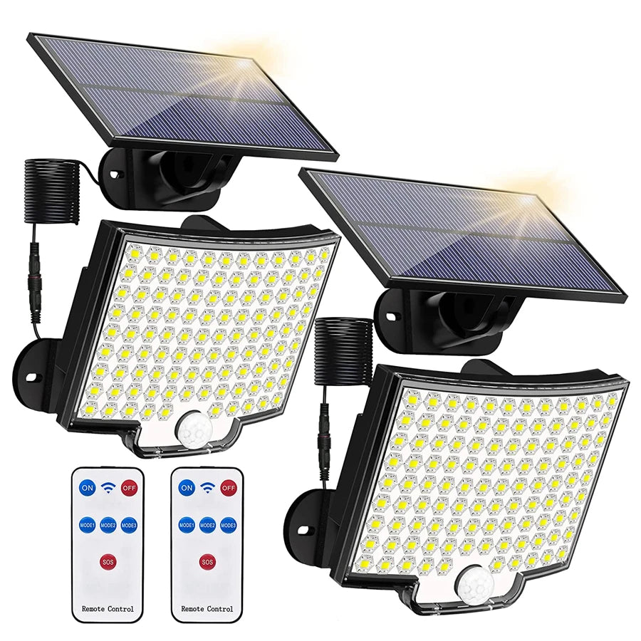 106/318 LED Solar Light Outdoor 328 LED Spotlights IP65 Waterproof Motion Sensor Human Solar Flood Security Lights 3 Modes Zpaxo