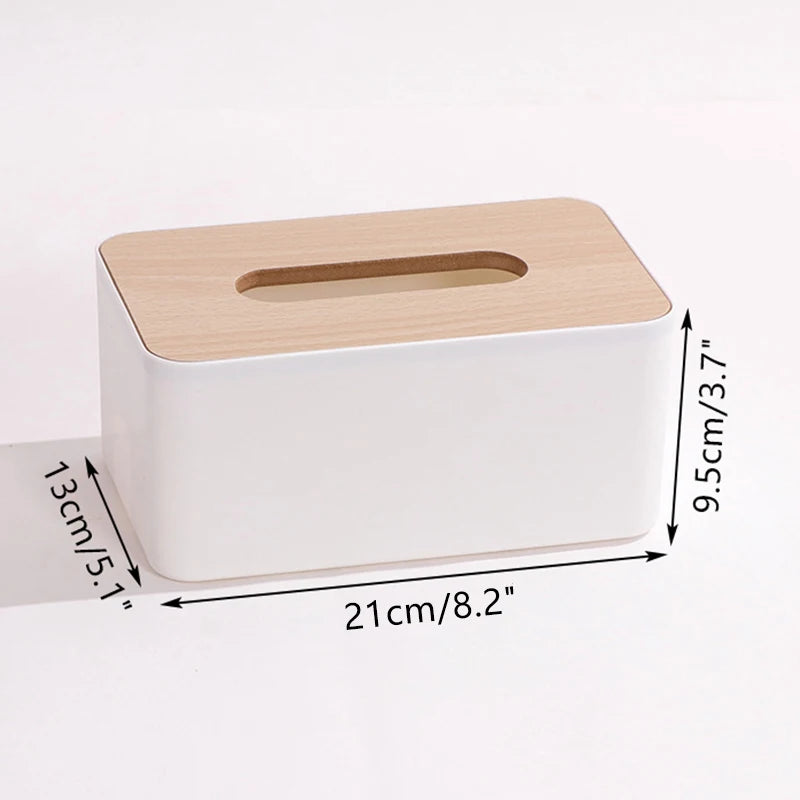Multifunctional Desktop Tissue Holder Paper Box Wood Cover