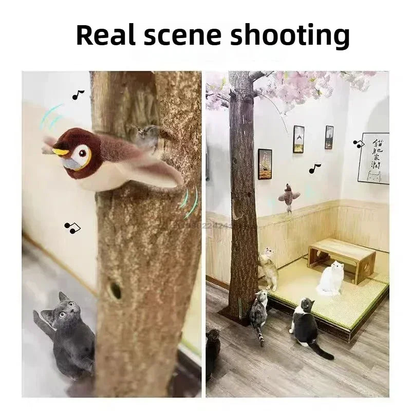 Interactive Cat Toys Rechargeable Flying Bird Rat Cat Toy Chirping Flapping Bird Can Add Catnip Touch Activated Cute Plush Toy Zpaxo