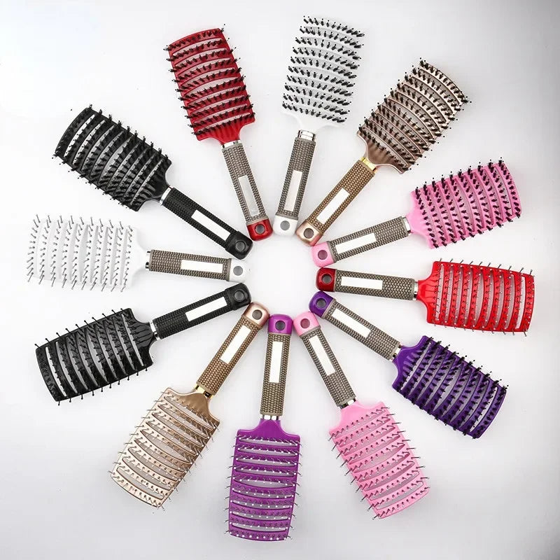 Hair Brush Scalp Massage Comb Hairbrush Bristle;Nylon Women Wet Curly Detangle Hair Brush for Salon Hairdressing Styling Tools Zpaxo