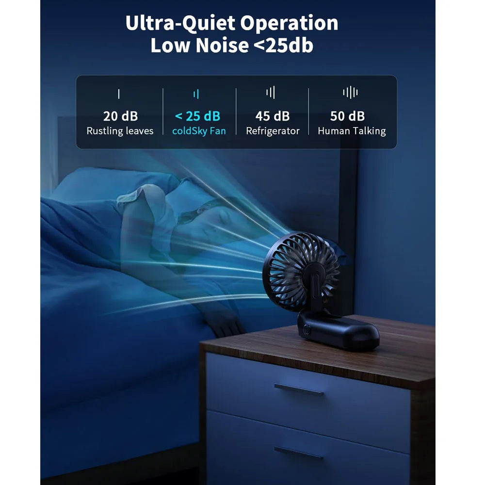 Handheld 1 Fan 5 Speed Adjustable Foldable Portable LED Display