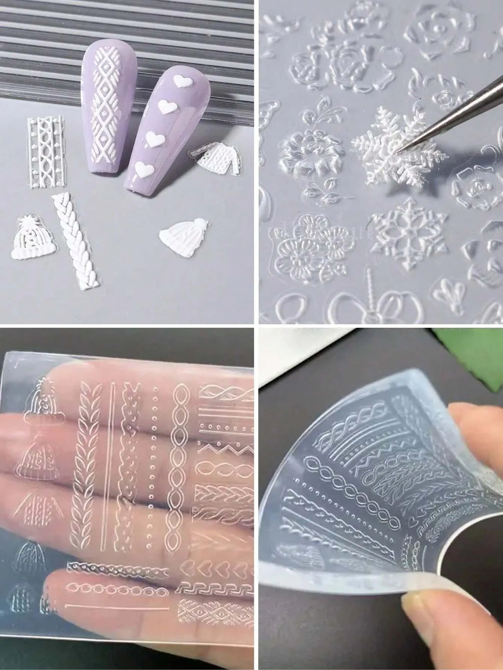 2-Pack 3D Retro Sweater & Flower Silicone Nail Art Molds Nail Art Molds Zpaxo