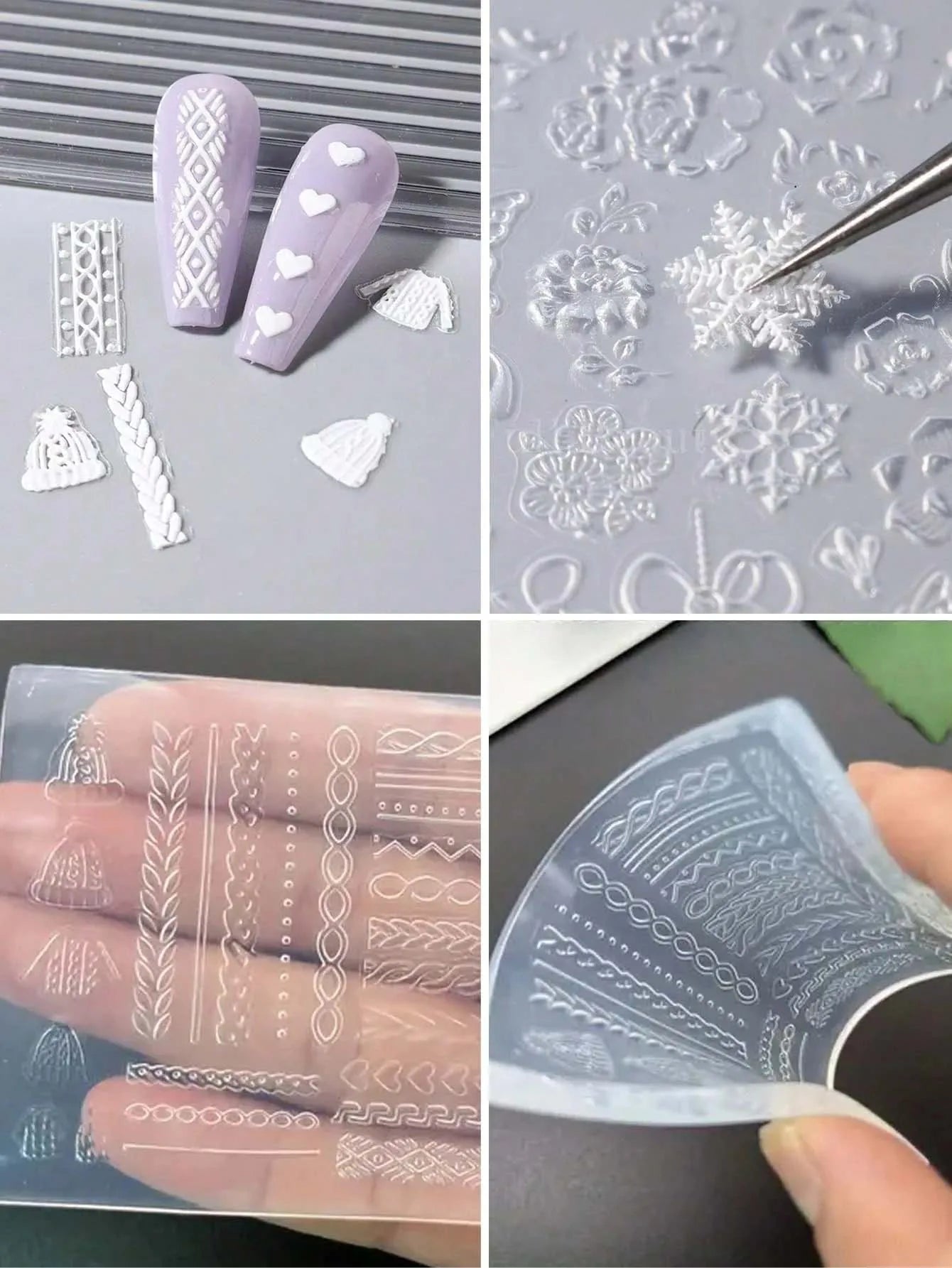 2-Pack 3D Retro Sweater & Flower Silicone Nail Art Molds Nail Art Molds Zpaxo