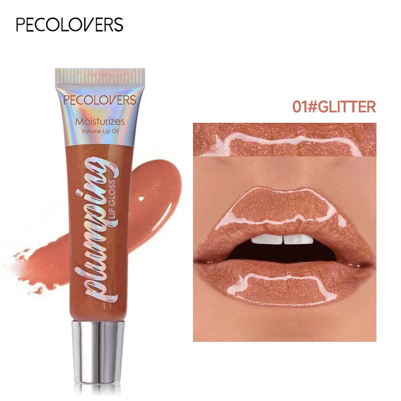 1PC Moisturizing Reducing Lip Lines Lip Gloss Lip Plumper Glitter Nutritious Liquid Lipstick Cherry Jelly Lip Oil Clear Lipgloss Zpaxo 01