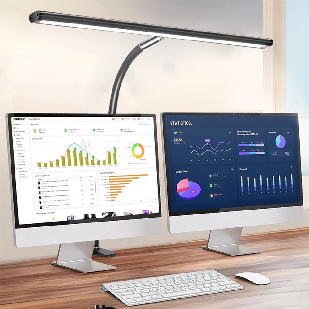 Home Office LED Desk Lamp Double Head Stepless Dimming Eye-Caring Reading Lights 3 Color Mode Flexible Adjustable PC Table Lamps Zpaxo Single-Head