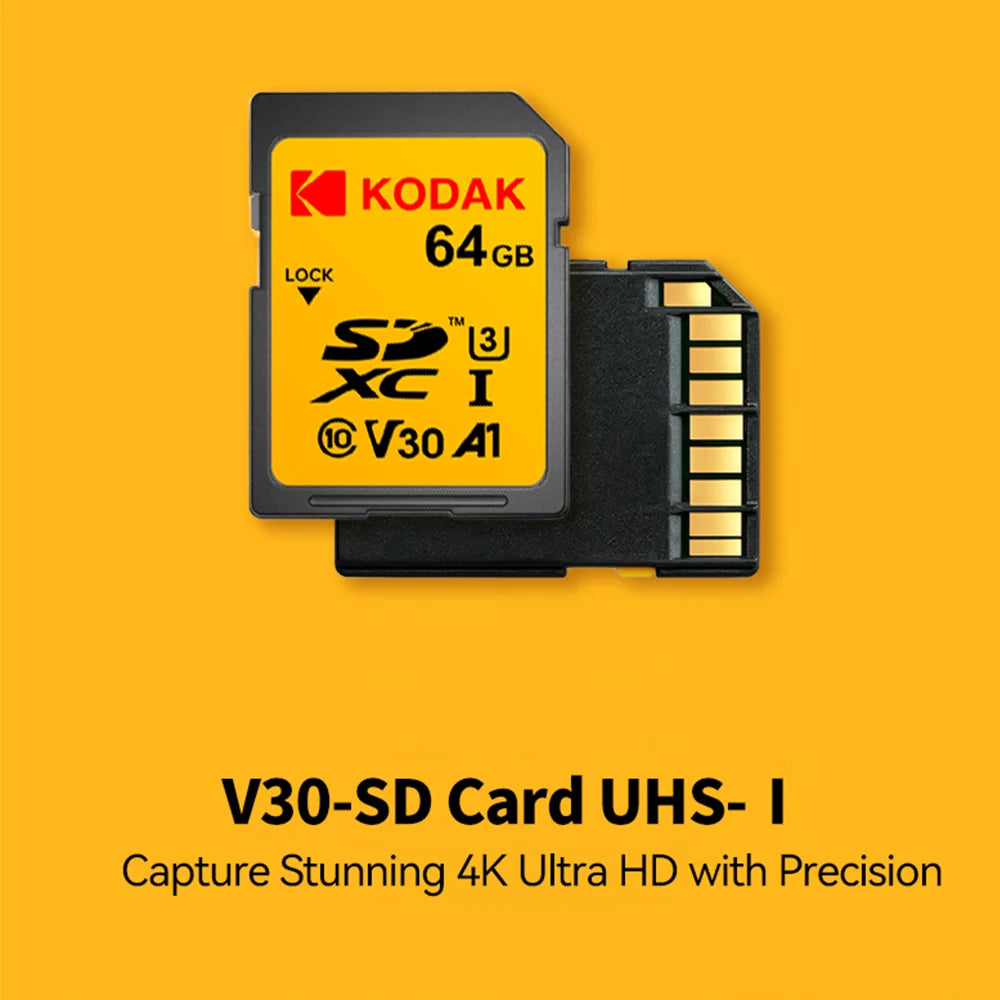 KODAK V30 256GB SD Card UHS-I U3 High Speed Up To 100MB/s Perfect for Full HD Video 64G 128G sd Memory Card SDXC For Camera Zpaxo