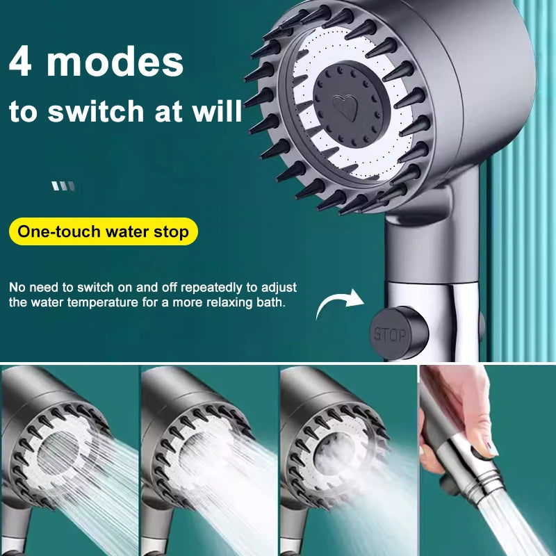 4 Modes Showerhead Pressure Shower Head Water Filtration Massage