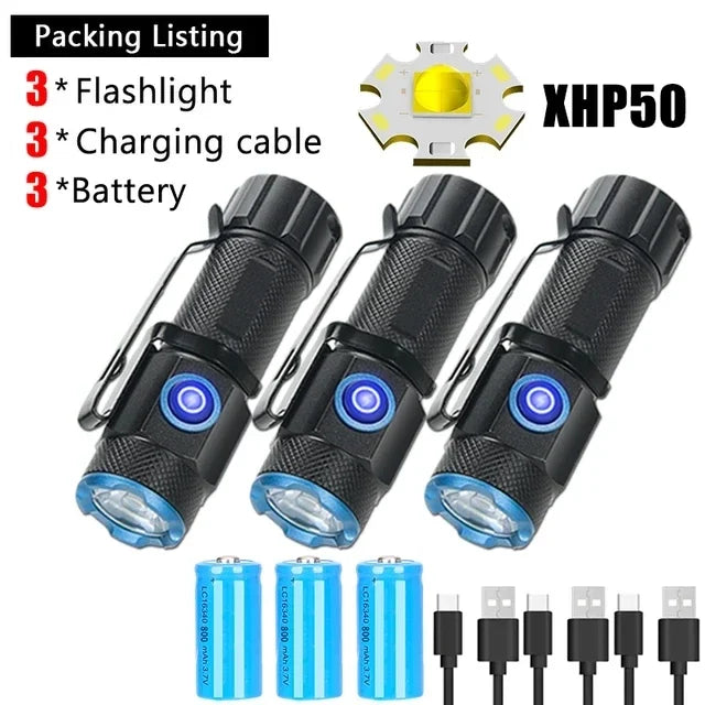 KDULIT Mini XHP50 LED Flashlight 1000LM USB Rechargeable Torch