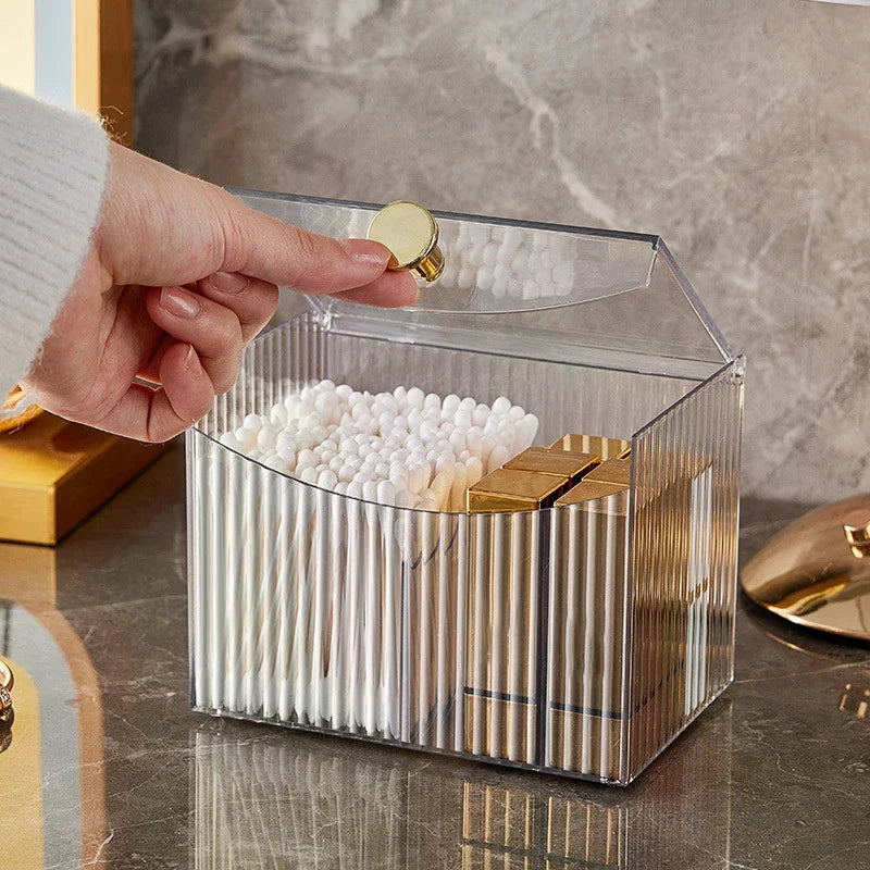 Desktop Dust-proof Transparent Jewelry Box Makeup Removal Cotton Zpaxo
