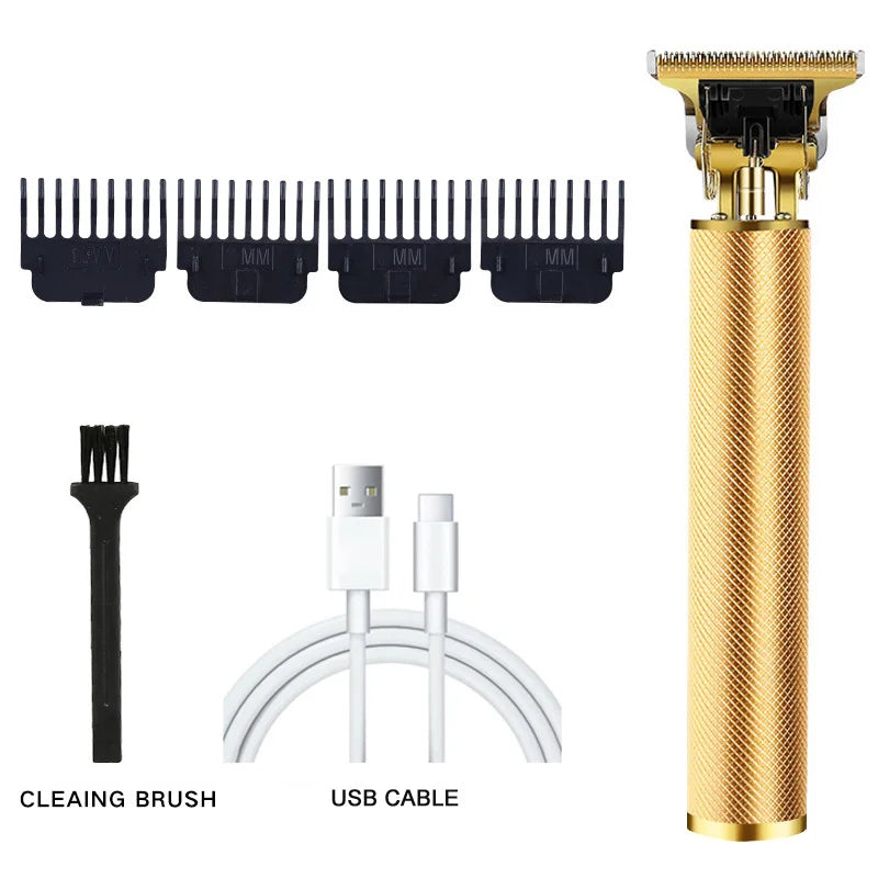 XMSJ T9 Vintage Men's Rechargeable Hair Clipper & Beard Trimmer Hair Clipper Kit Zpaxo 061-GoldMesh